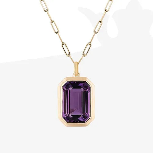Emerald-Cut Crystal Pendant Necklace