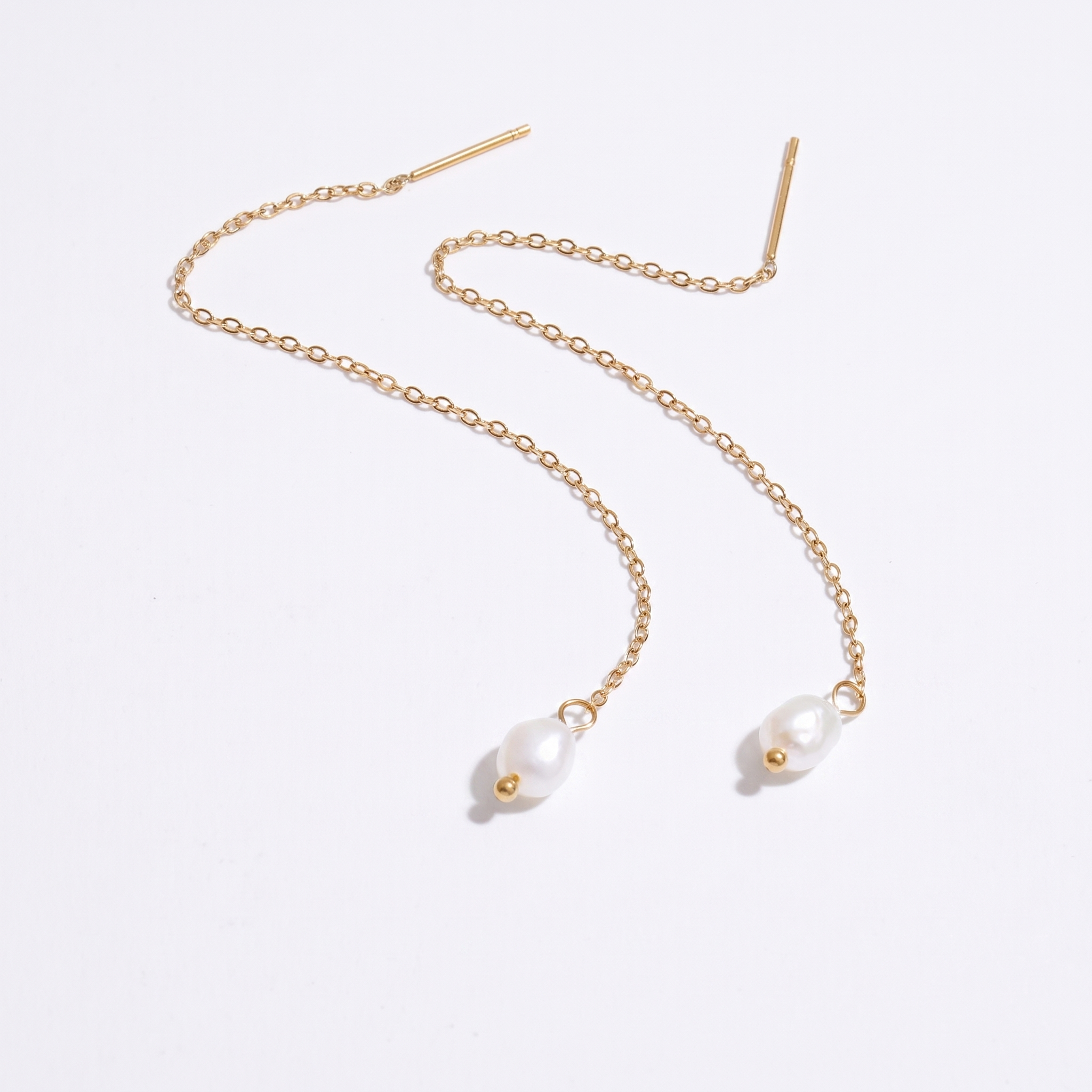 Pearl-Style Drop Chain Earrings
